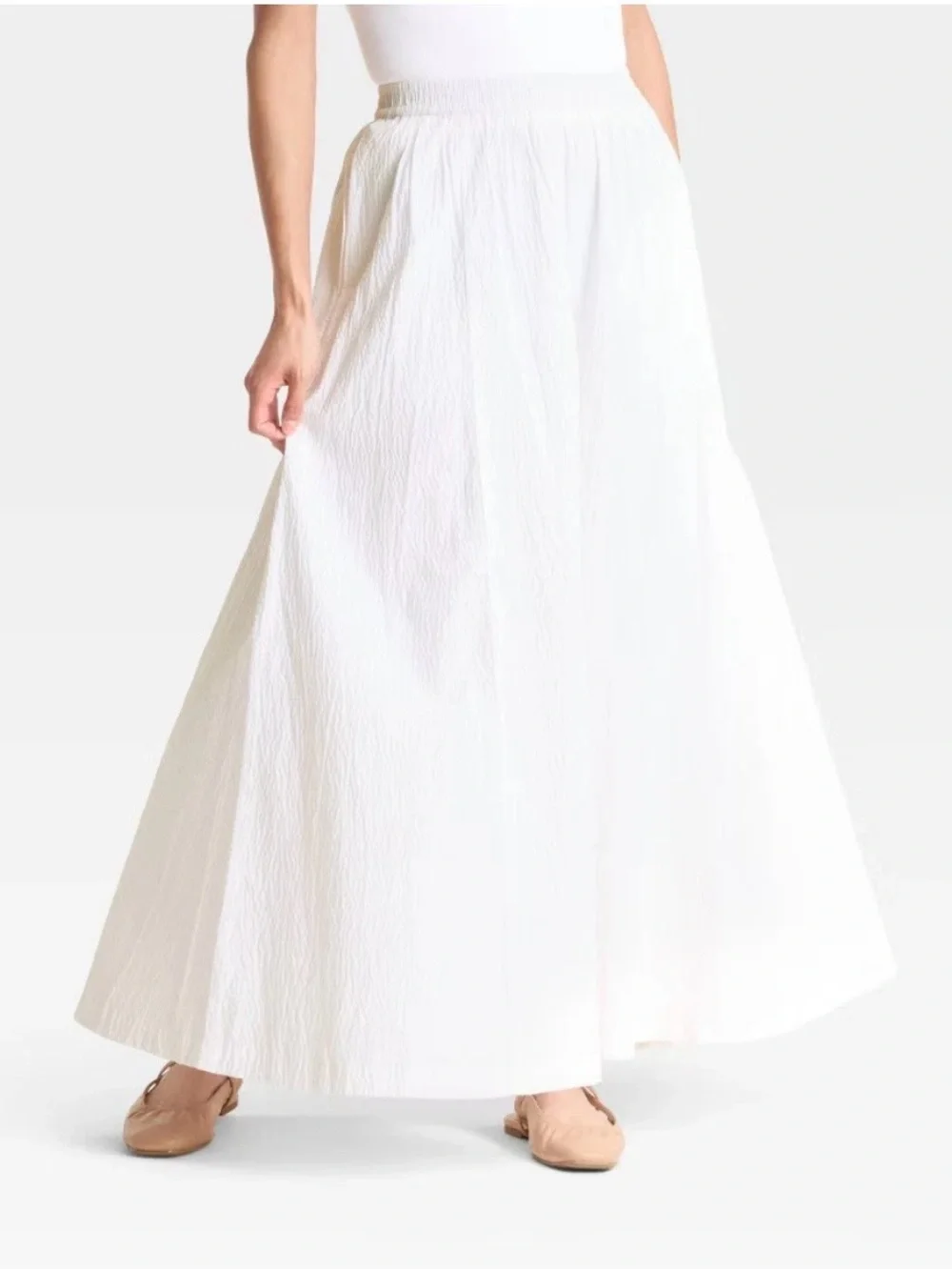 a new day White Maxi Skirt with Elastic Waistband - Picture 1 of 9